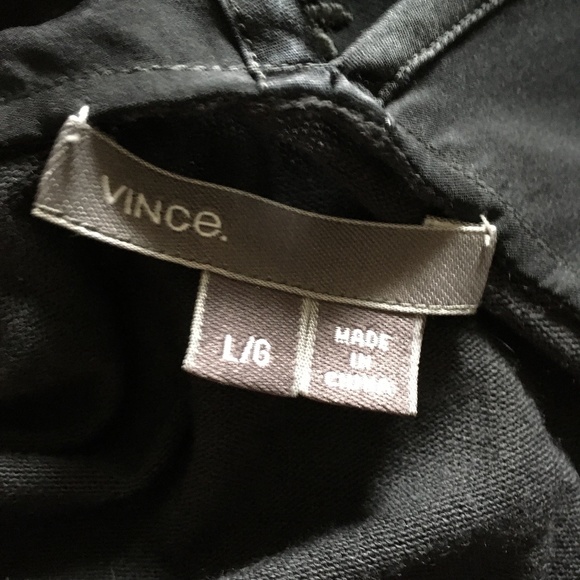 VINCE Black Silk + Lightweight Knit Contrast Panel V Neck Tunic L - Picture 6 of 6